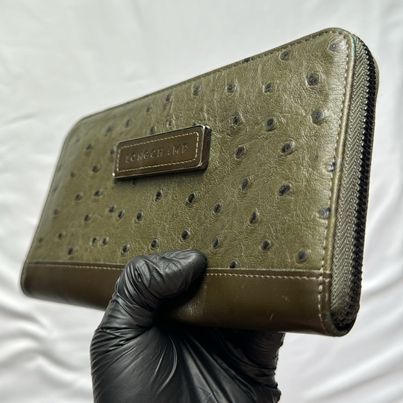 Green ostrich leather wallet - Picture 7 of 8